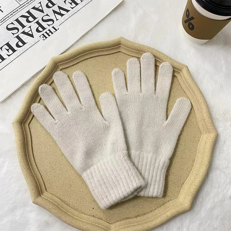 Effen kleur warme wollen polyester gebreide handschoenen